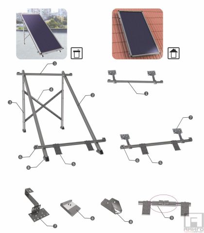 Поцинкована стойка за 2 слънчеви панела-колектора Sunsystem