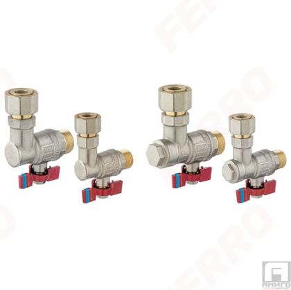 Set of angle valves for double-circuit boiler Ferro